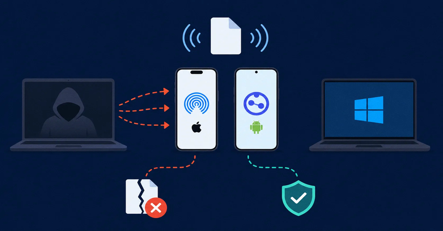 AirDrop and Quick Share security flaws illustration
