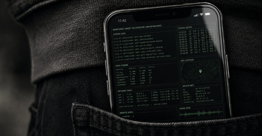 iPhone Pegasus spyware infection illustration
